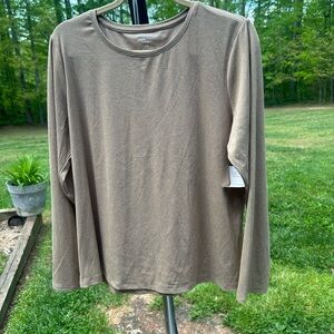 Nine West soft spun tan long sleeve shirt NWT size XL